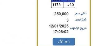 «ق م ر 1211».. لوحة سيارة مميزة وصل سعرها لربع مليون جنيه - شبكة أطلس سبورت