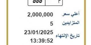 م ـ 555.. فرصة أخيرة تطرحها «المرور» على لوحة سيارة بـ 2 مليون - شبكة أطلس سبورت