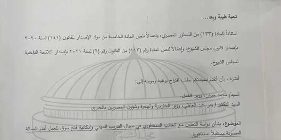 لجنة الطاقة والقوى العاملة بالشيوخ توافق على مقترح نائبة التنسيقية نهى زكي بشأن التعاون مع سنغافورة بمجال التدريب المهني - شبكة أطلس سبورت