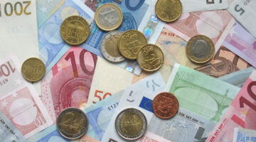 Euro coins and banknotes