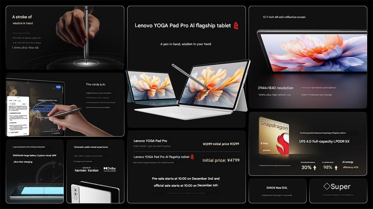 لينوفو تكشف عن جهاز Yoga Pad Pro AI اللوحي الجديد بمزايا مبتكرة